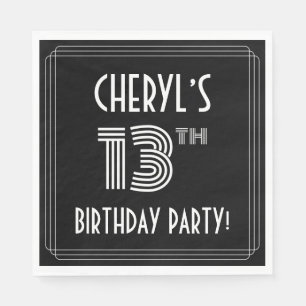 13e verjaardag: Art Deco Style + aangepaste naam Servet