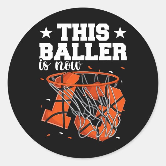 13e verjaardag Basketbal Boys Ronde Sticker (Voorkant)