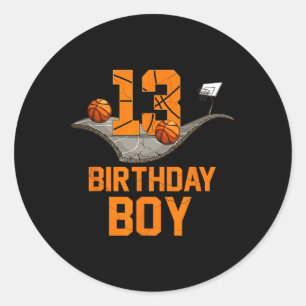 13e verjaardag basketbal jersey 13 jaar oud jongen ronde sticker