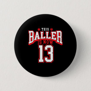 13e verjaardag basketbal liefhebber 13 jaar oud bd ronde button 5,7 cm