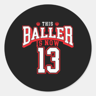 13e verjaardag basketbal liefhebber 13 jaar oud bd ronde sticker