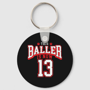 13e verjaardag basketbal liefhebber 13 jaar oud bd sleutelhanger
