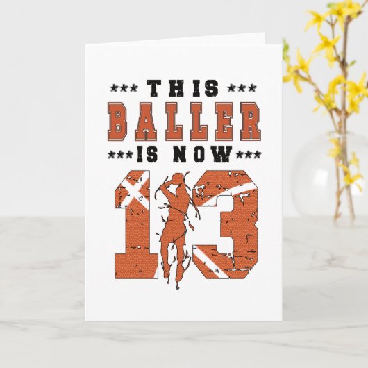 13e verjaardag Basketball Player 13-jarige jongen Kaart (Gele Bloem)