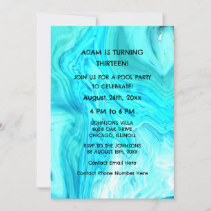 13e Verjaardag Blauwgroen Blue Artsy Abstract Cust Kaart