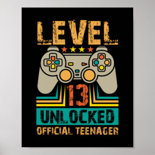 13e verjaardag cadeaudozen niveau 13 niet-vergrend poster