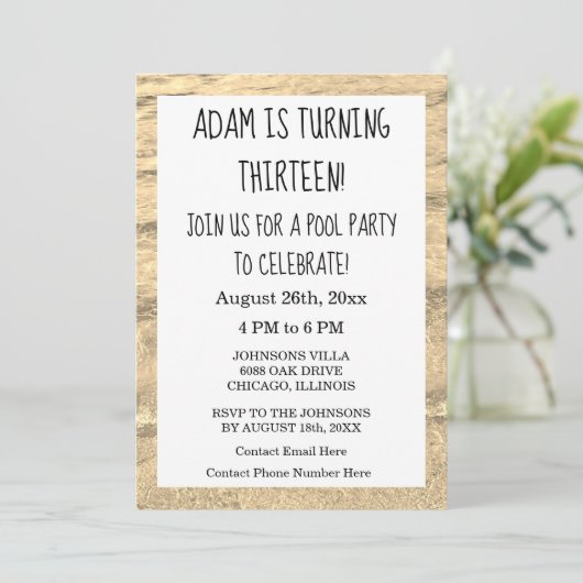 13e verjaardag Eigen leeftijdsnaam Water Abstract  Kaart (Staand voorkant)