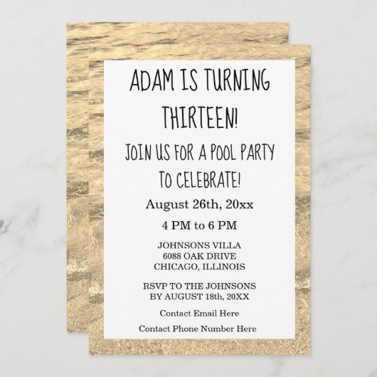 13e verjaardag Eigen leeftijdsnaam Water Abstract  Kaart (Voorkant / Achterkant)