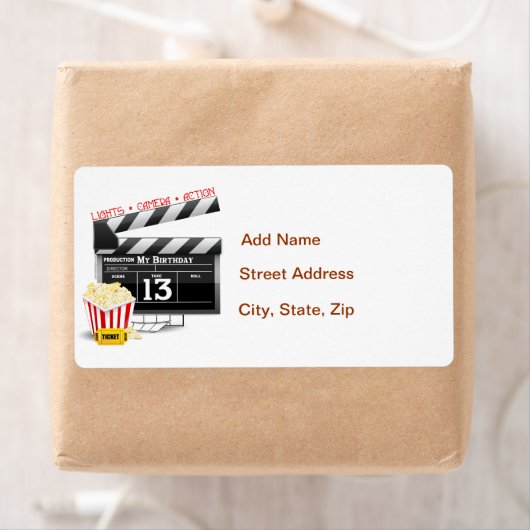 13e verjaardag filmpartij etiket (Insitu)