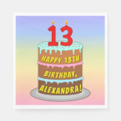 13e verjaardag: Fun Cake and Candles + Custom Name Servet (Voorkant)