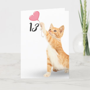 13e verjaardag gestreepte kat kaart
