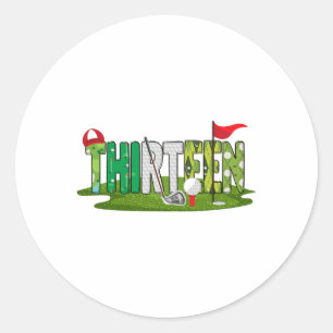 13e verjaardag golfthema 13 jaar oude Kinder sport Ronde Sticker