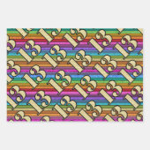 13e Verjaardag Gouden Getallen Regenboog Streep Gl Inpakpapier Vel (Voorkant 3)