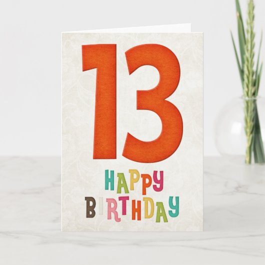 13e Verjaardag Happy Birthday Kaart Ontwerp (Voorkant)