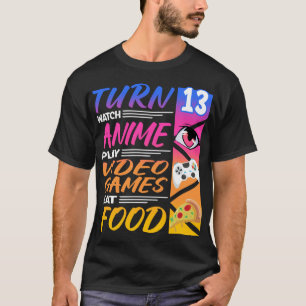 13e verjaardag I Manga I Gamer I 90s Kawaii Pizza  T-shirt
