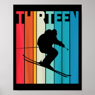 13e Verjaardag Jongen Retro Ski Lover Skier 13 Jaa Poster