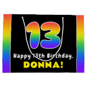 13e verjaardag: kleurrijke regenboog # 13, Naam va Groot Cadeauzakje (Achterkant)