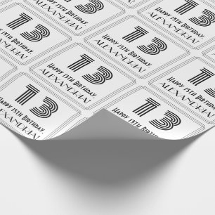 13e verjaardag: Kunst Deco Geïnspireerde stijl "1 Cadeaupapier