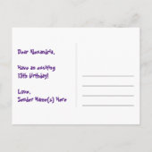 13e verjaardag: Leuk harten patroon, Regenboog 13 Briefkaart (Achterkant)