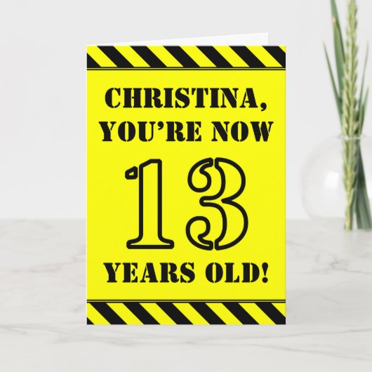 13e verjaardag: Leuke stencil stijl tekst, aangepa Kaart (Voorkant)