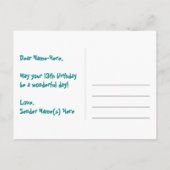 13e verjaardag – Leuke vuurwerkpatroon + Regenboog Briefkaart (Achterkant)