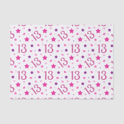 13e verjaardag meisje roze glitter weefsel papier (Voorkant)