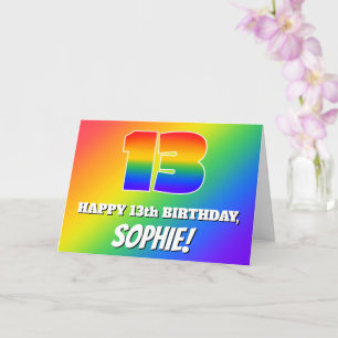 13e verjaardag: Multicolored regenboogpatronen # 1 Kaart