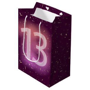 13e verjaardag Neon bord met gouden confetti Medium Cadeauzakje