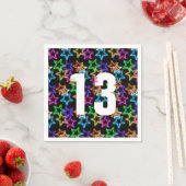 13e verjaardag Neon sterren op zwart Servet (Insitu)