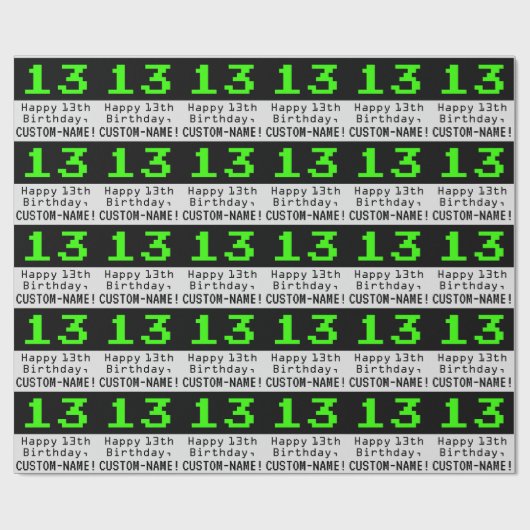 13e verjaardag - Nerdy / Geeky stijl "13" en naam Cadeaupapier (Vlak)