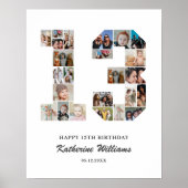 13e verjaardag nummer 13 aangepaste fotocollage poster (Voorkant)