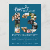 13e verjaardag officieel een tiener fotocollage uitnodiging briefkaart (Voorkant)