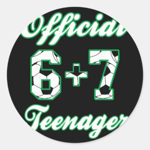 13e verjaardag Officieel tiener Grappig Voetbal 6+ Ronde Sticker