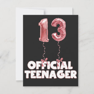 13e verjaardag Officiële Teenager Folie ballonnen Notitiekaartje