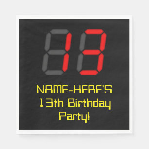 13e verjaardag: Red Digital Clock Style "13" + naa Servet