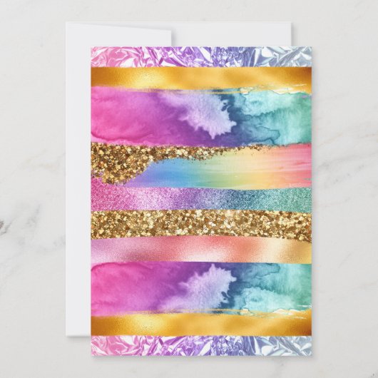 13e verjaardag regenboog glitter kleurrijk feest kaart (Achterkant)