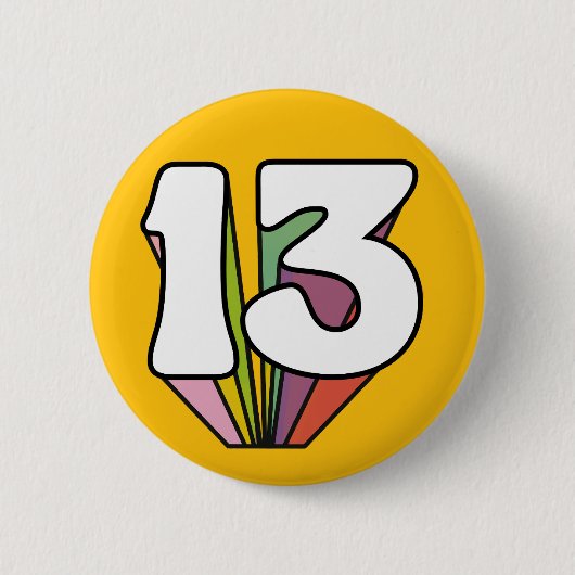 13e Verjaardag retro groovy tiener tiener pin Ronde Button 5,7 Cm (Voorkant)