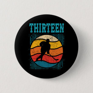 13e verjaardag Retro Ice Hockey 13 jaar oude jonge Ronde Button 5,7 Cm