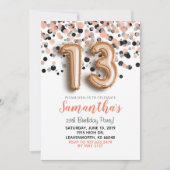 13e verjaardag Roos Gold Confetti Invitation Kaart (Voorkant)