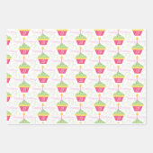 13e verjaardag roze groene cupcakes inpakpapier vel (Voorkant)