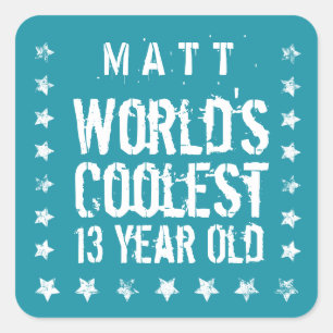 13e verjaardag 's werelds oudste 13-jarige Blauwgr Vierkante Sticker