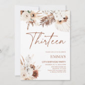 13E verjaardag Uitnodiging Boho Pampas (Voorkant)