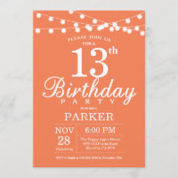 13e verjaardag uitnodiging koraal