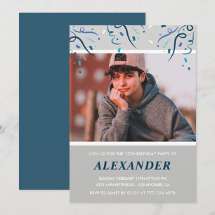 13e verjaardag uitnodigingen jongen Confetti Foto 