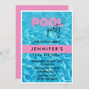13e verjaardag uitnodigingen Pool Party Zomer