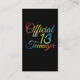 13e verjaardag van de Colorful Official Teenager 2 Visitekaartje