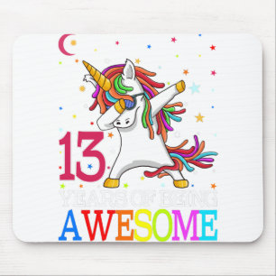 13e verjaardag van de Unicorn Party Gift 13 jaar Muismat
