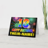 13e verjaardag: Vet, vuurwerk, regenboog 13 Kaart (Voorkant)