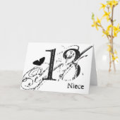 13e verjaardag voor een nichtje, zwarte vlinder, t kaart (Gele Bloem)