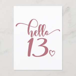13e verjaardag Vrouwen Hallo 13 Schattig 13 Jaar o Briefkaart