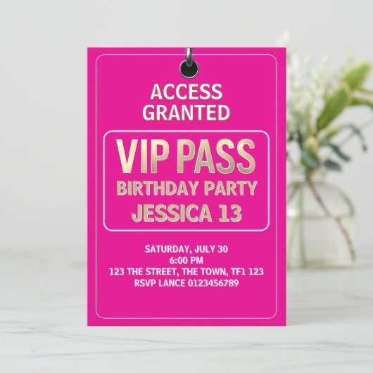 13e verjaardagsfeest, VIP Pass, Level 13, meisjes Kaart (Staand voorkant)